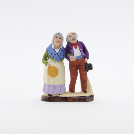 Santon de Provence - Couple de vieux puce 4cm - Santons Flore Aubagne