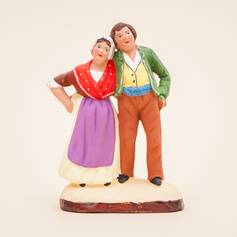 Santons De Provence Arterra - Couple Sur Banc 7 Cm, Argile Décorée à La Main, Fabriqué à Marseille