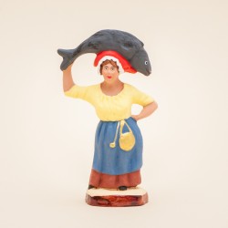 Santon de Provence - Femme au thon 7cm - Pêcheuse - Santons Flore Aubagne