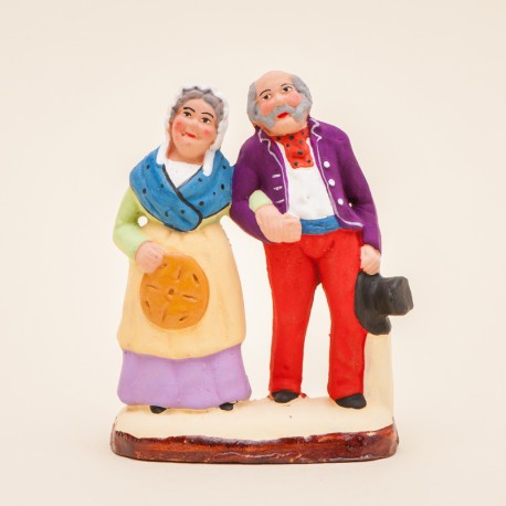 Santon de Provence - Couple de vieux 7cm - Santons Flore Aubagne