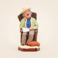 Santon de Provence - L' homme au fauteuil et son chien 7cm - Santons Flore