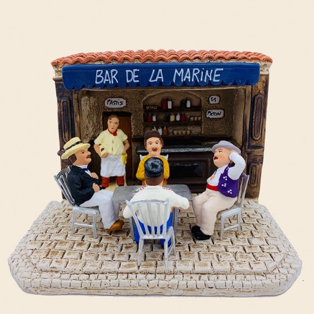 Santons de Provence - La partie de cartes, Marius et le bar 7cm - Santons Flore