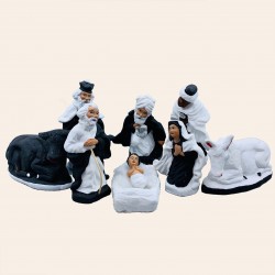 La Sainte Famille complète "Noir et Blanc" 7 cm
