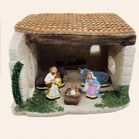 La nativité complète dans son etable 7 cm